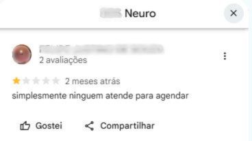 avaliação negativa de neurologista no Google Meu Negócio
