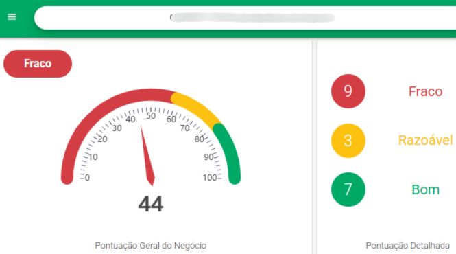 relatório do GBP Check com nota de saúde